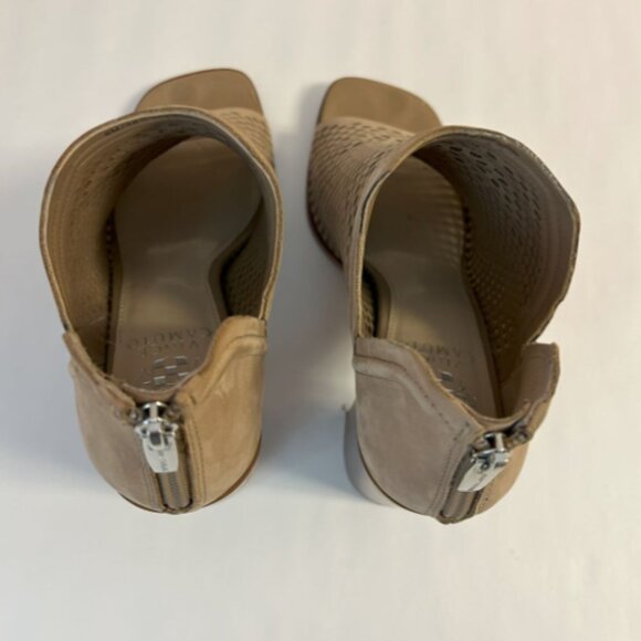 Vince Camuto Tan Leather Peep-Toe Heels - Size 8M - Picture 3 of 4